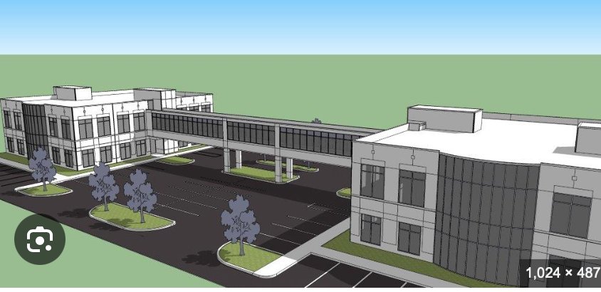 Modern multi-specialty ambulatory surgery center development rendering