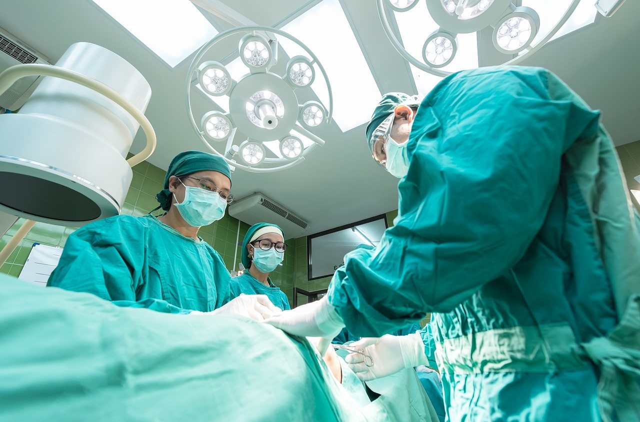 Operating room interior with surgical team during procedure